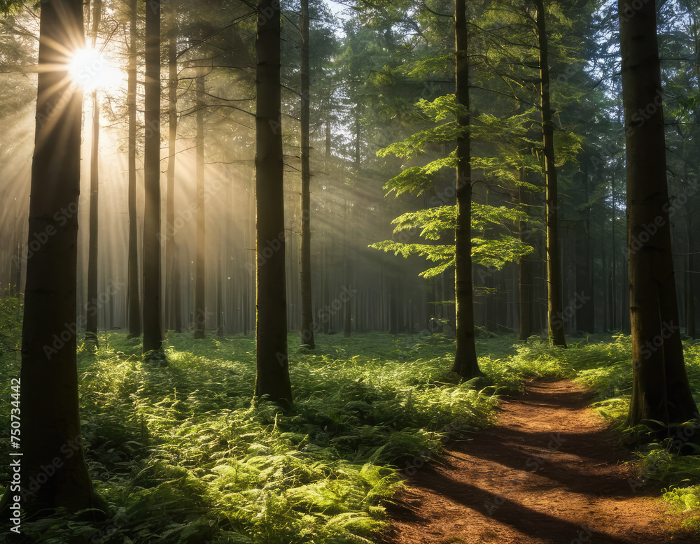 Beautiful sunlight in the forest
