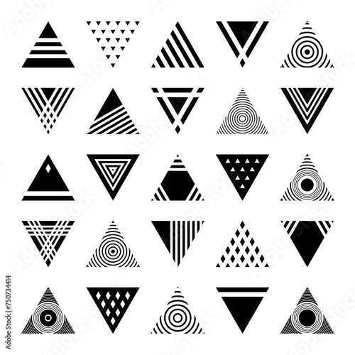 Set of Design Elements in Triangle Shape. Abstract Geometric Triangular Icons.