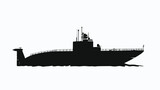 Silhouette of the submarine. Flat design vector 