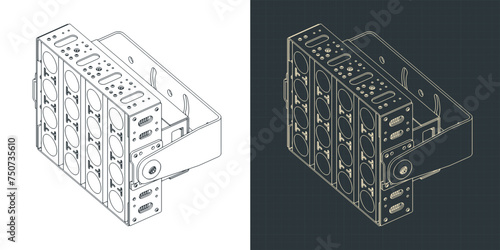 High intensity LED light for outdoor rated isometric blueprints