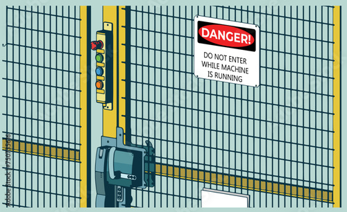 Industrial safety door closeup illustration