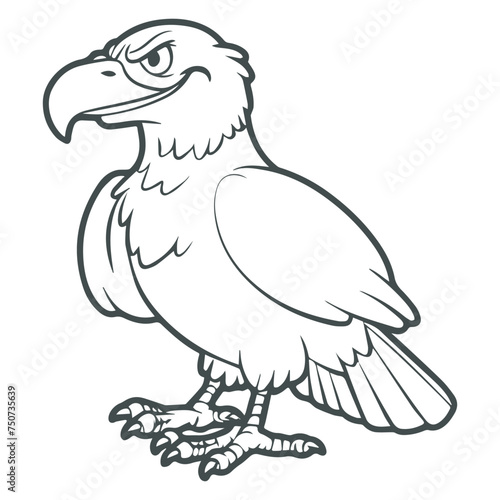 cartoon style cute white eagle
