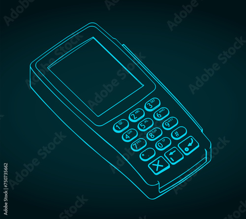 Electronic cash terminal drawing