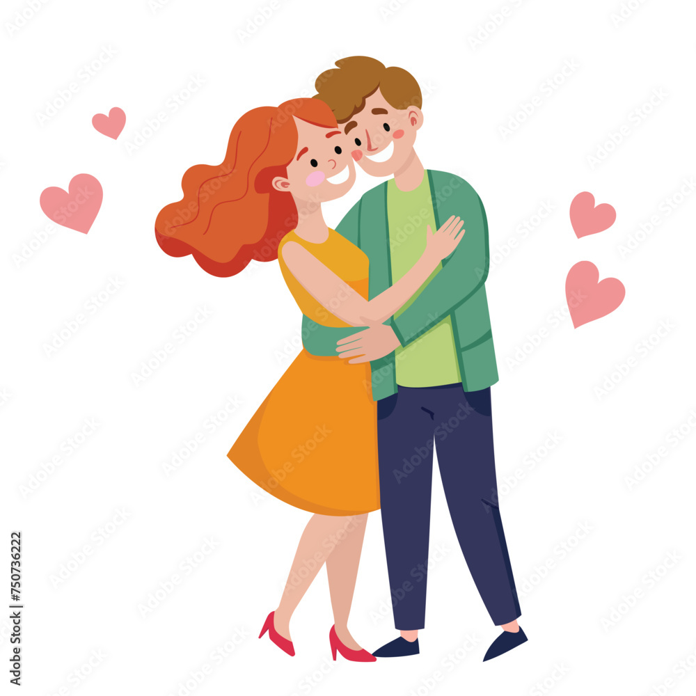 A couple in love hugging, kissing. Romance, a date. On a white background. A couple in love hugging, kissing. Romance, a date. On a white background.