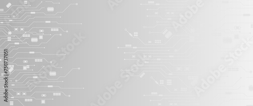 Abstract Technology Circuit board background. Grey white Abstract technology background. Digital technology with plexus background and space for your text	
