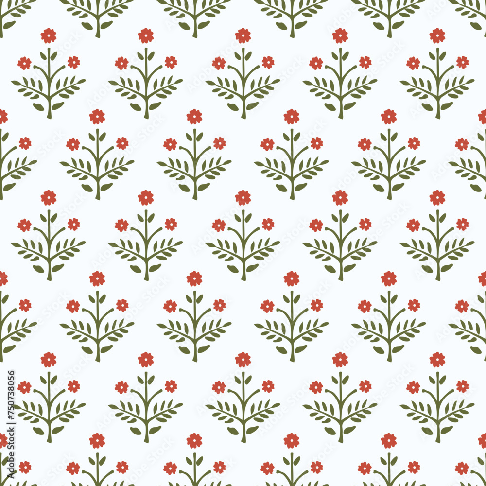 Floral indian traditional block print screen print digital textile design motif design