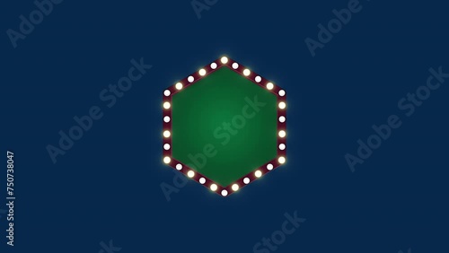 Frame and gold light contour style on a transparent background. Led light board sign retro. Bright golden light bulbs frame for banner or signboard template. Perfect for casino style games and beyond. photo