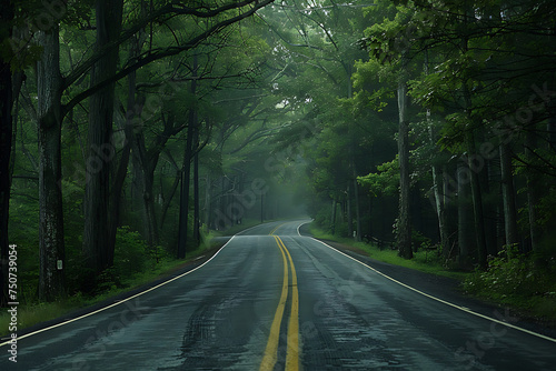 shots of road , An open road leads to the background of nature 