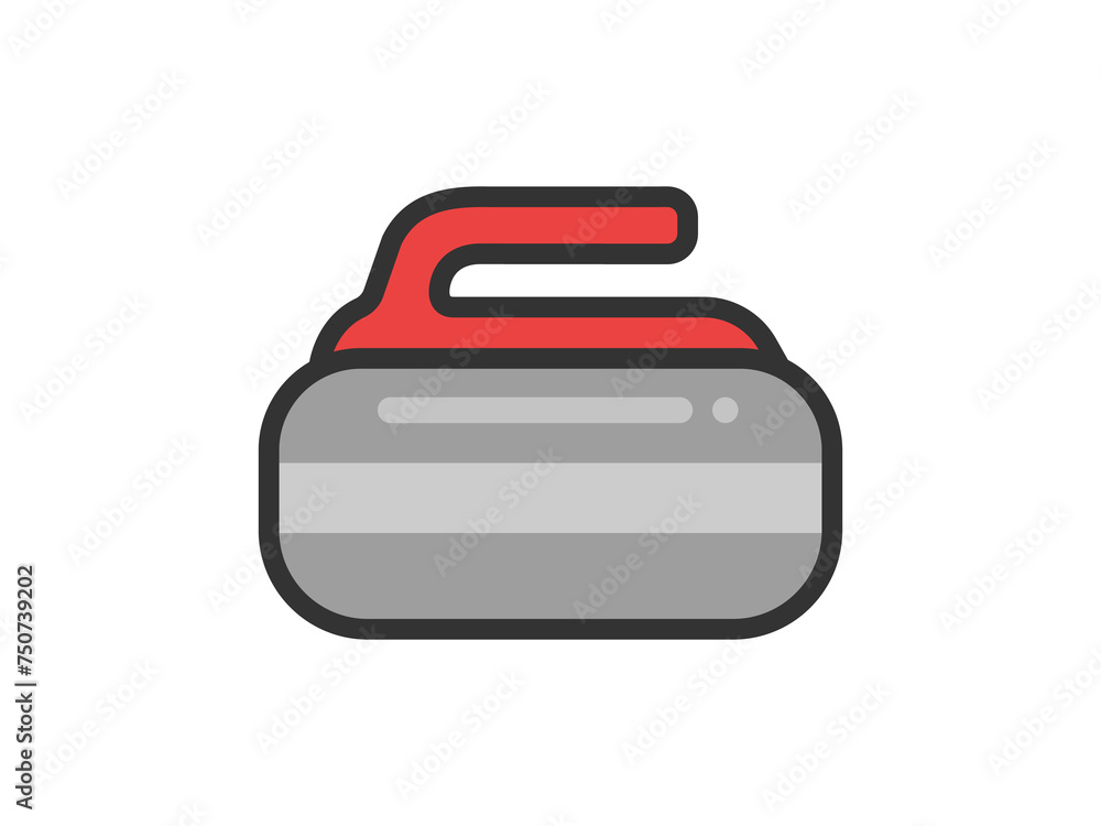 Fototapeta premium カーリングのアイコン（線画カラー）のイラスト