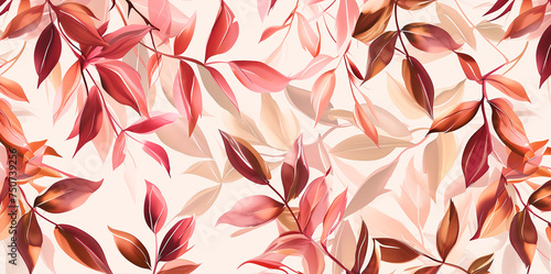 Illustration with pink and peach pastel colored leaves watercolor flower. Beautiful watercolor background in warm colors.