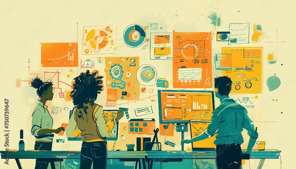 Agile Marketing Practices, agile marketing practices with an image showing marketers collaborating in agile teams, conducting rapid experiments, AI