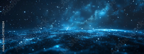 Space wallpaper background filled with blue twinkling stars.