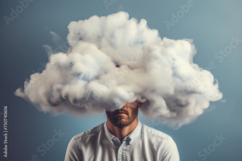 mans head inside cloud mental health concept illustration photo