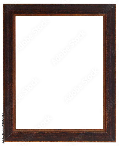 Dark varnished old picture frame. In PNG format on a transparent background.
