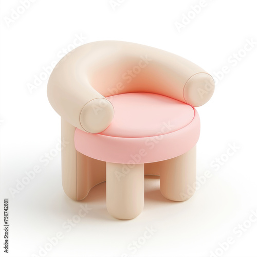 3D chair icon in blue and pink colors 