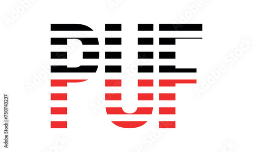 PUF three initial letter iconic line negative space minimal logo design vector template. monogram, abstract, wordmark, business, typography, minimalist, brand, company, flat, modern, unique, simple