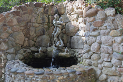 Sights, sculptures, nature and animals of the Aivazovskoye Park in the village of Partenit. Crimea, Russia, 25.02.2024