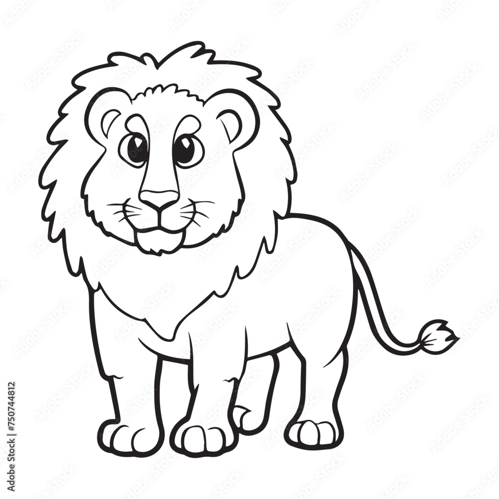 Fototapeta premium cartoon style cute white lion