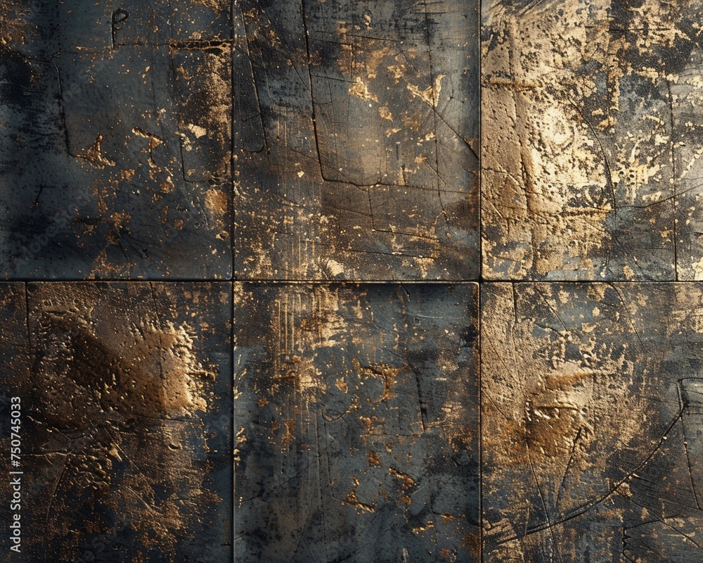 Obraz premium Metallic textures with a patina of age suggesting advanced but worn technology for a dystopian aesthetic