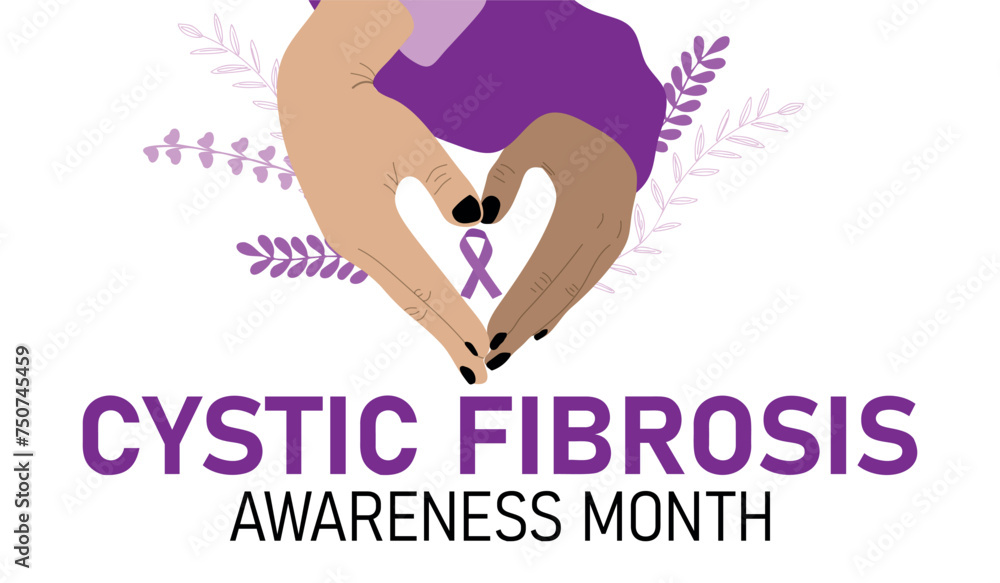 Cystic Fibrosis awareness month. Hands making heart shape holding awareness ribbon Cystic Fibrosis awareness month. Hands making heart shape holding awareness ribbon