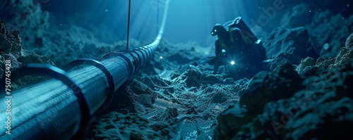 Underwater broadband cables being installed by AIcontrolled robots highlighting the depths of connectivity efforts photo