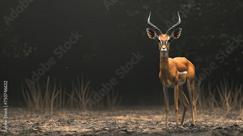 Antelope, wildlife photo, with empty copy space. AI Generated.