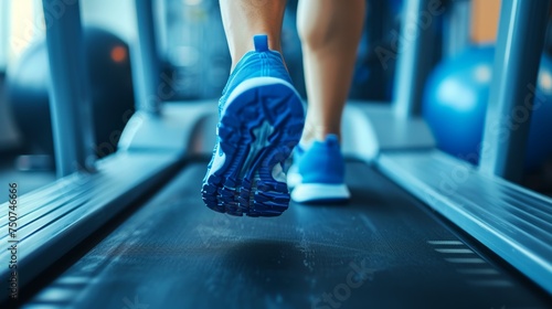 Close-up of man feet on a treadmill running at the gym or at home © Crazy Dark Queen