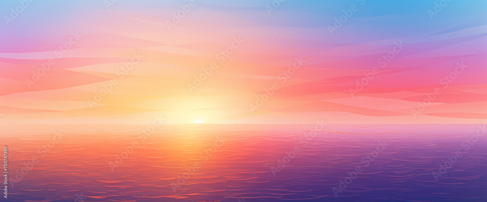 Radiant sunrise gradient filling the horizon, mixing vibrant colors to ignite inspiration for graphic design projects.