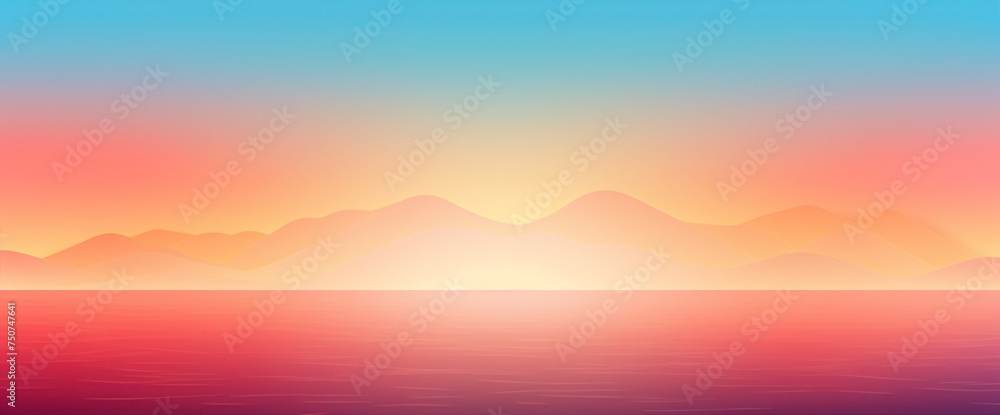 Radiant sunrise gradient filling the horizon, mixing vibrant colors to ignite inspiration for graphic design projects.