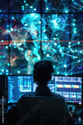 Global Quantum Communication Web: Encrypted Data Flow Monitored by Technicians for Space Operations