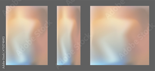 A set of templates with a colorful background. Colorful gradient with blur. The effect of liquid art and smooth flow of color.