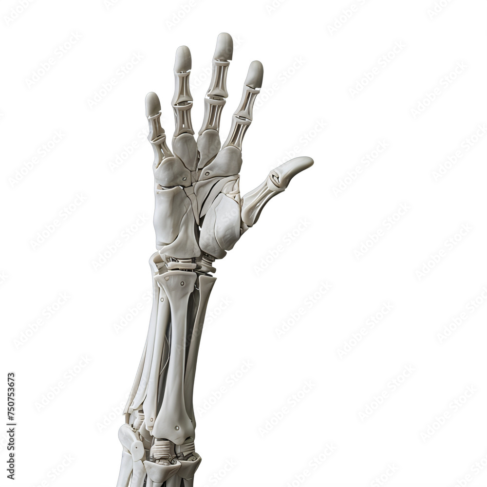 robotic skeleton hand  on a transparent background png isolated