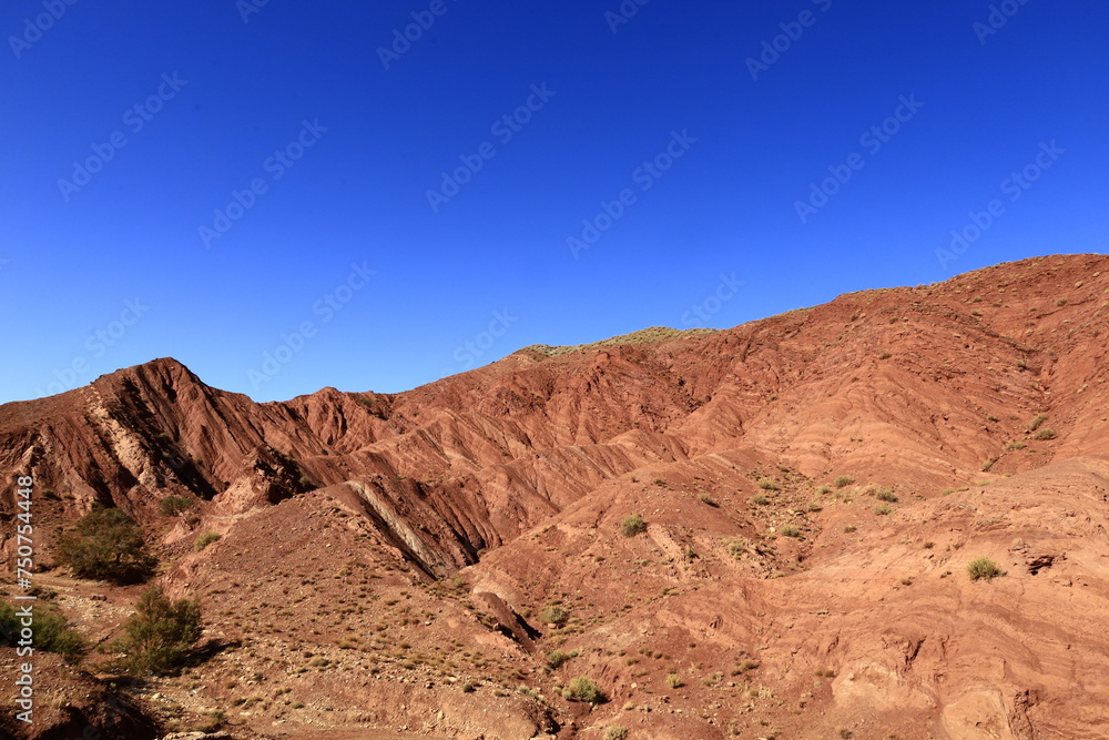 View on a mountain in the High Atlas which is a mountain range in central Morocco, North Africa, the highest part of the Atlas Mountains