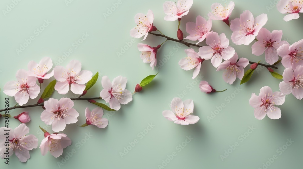 Cluster of Pink Flowers Against Green Background