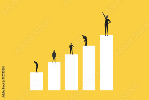 Business people standing on bar graph. Financial market growth. The concept of success, financial growth, profit.Career or investment opportunity symbol. Financial market, stock exchange