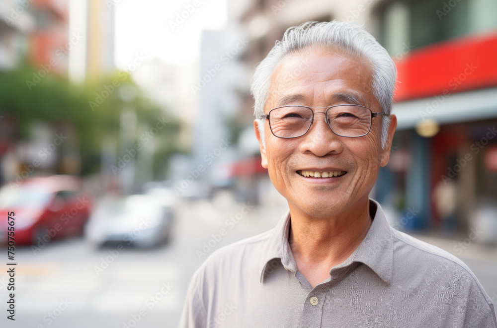 close up portrait standing in the street and happy. close up portrait standing in the street and happy.
