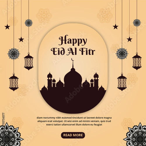 Eid ulfitr mubarak islamic festival social media banner template