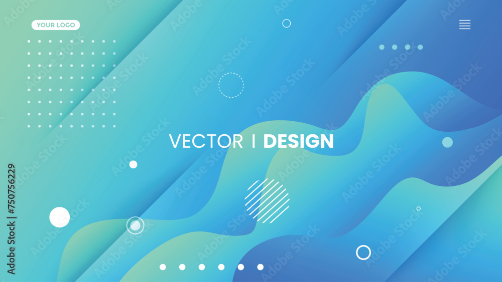 Blue and green wave liquid papercut overlapp layer banner template. Abstract background with green gradient fluid waves, organic shapes and geometric circle elements. For landing page and sale banner Blue and green wave liquid papercut overlapp layer banner template. Abstract background with green gradient fluid waves, organic shapes and geometric circle elements. For landing page and sale banner