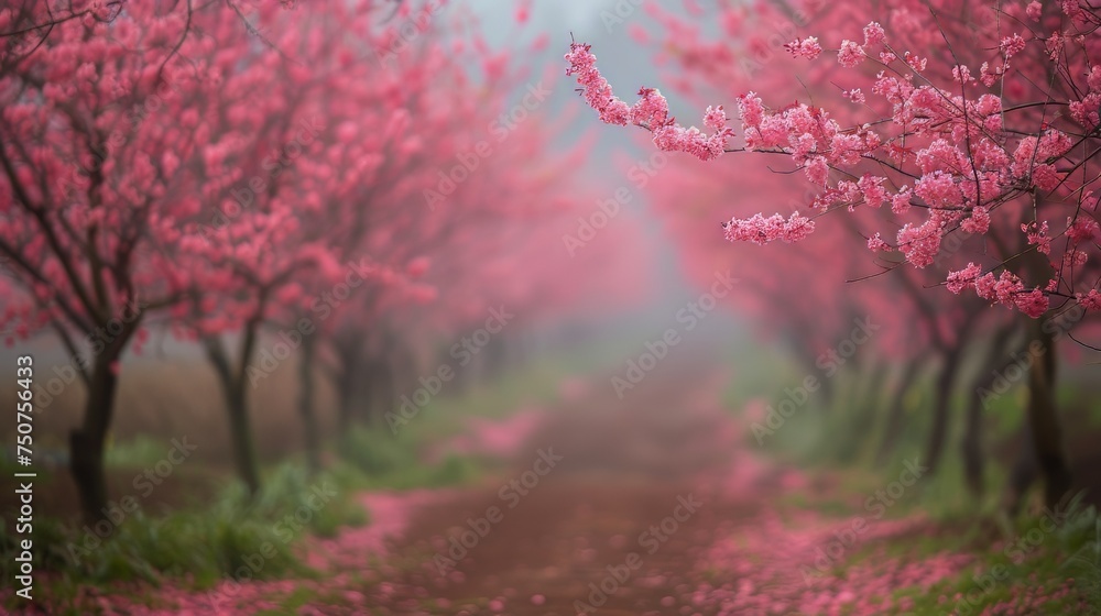 Woman Standing in Field of Pink Flowers