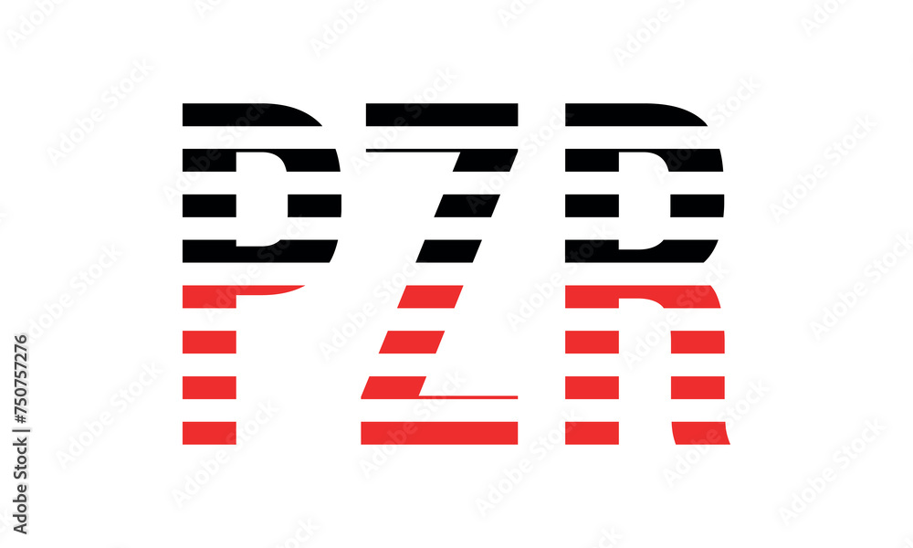 PZR three initial letter iconic line negative space minimal logo design ...