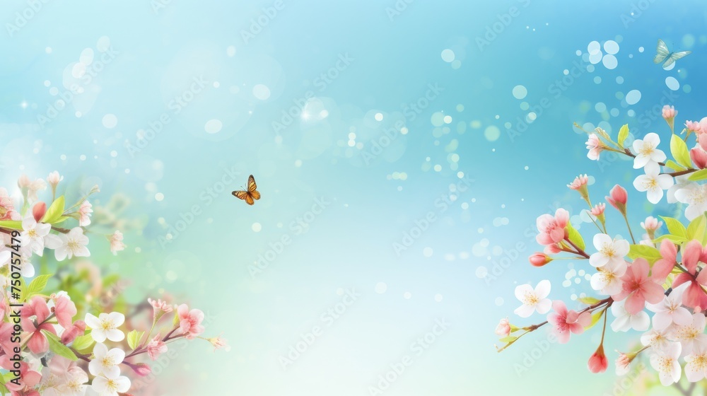 Butterfly Flying Over Flowers