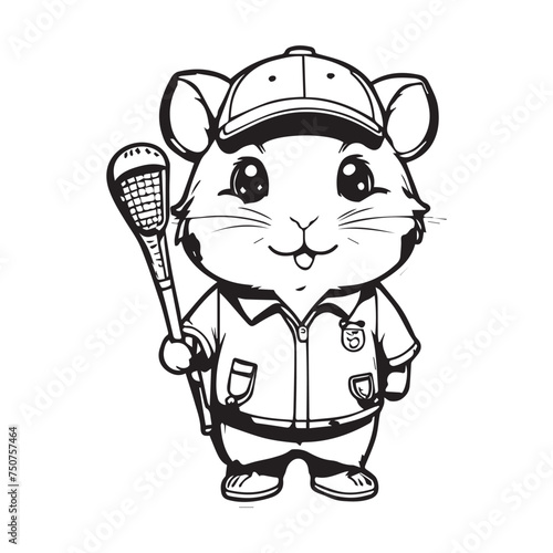 illustrate a kawaii style, cartoon style, sticker type black outline, full body Hamsters and with the following 