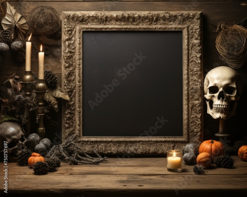 Skull and Candle in Picture Frame