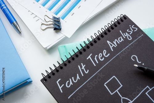 Notebook with Fault tree analysis and diagram.