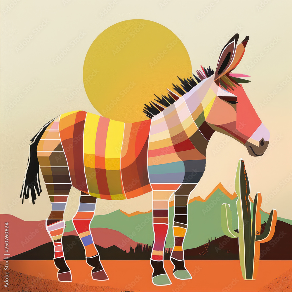 Obraz premium Stylized donkey Illustration in minimalistic style