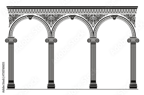 Classic arcade wall colonade facade