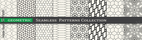 Seamless ornament pattern set, Modern unique geometry background. Subtle vector design.