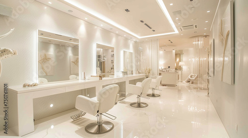 modern beauty salon with sleek white decor