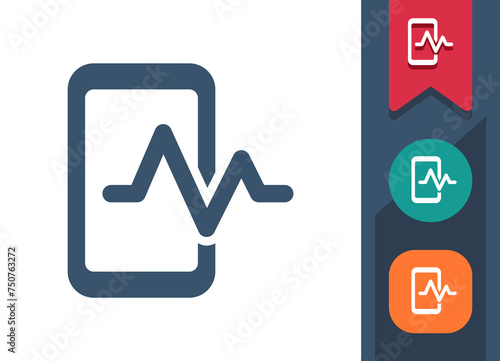 Smartphone Icon. Mobile Phone, Telephone, Status, Lifeline, Pulse
