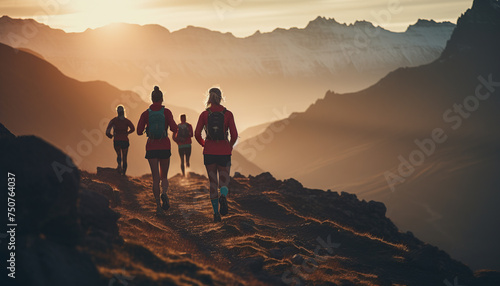 mountain runners or hikers from behind © IMRON HAMSYAH